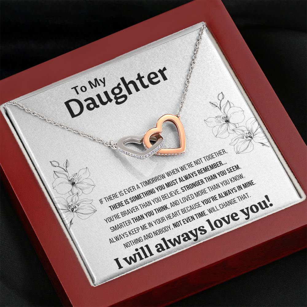 TO MY DAUGHTER "NOT EVEN TIME" INTERLOCKING HEARTS NECKLACE GIFT SET - ON CLOUD NINE GIFTS
