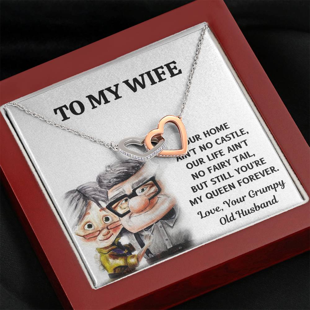 TO MY WIFE "CASTLE - UP" INTERLOCKING HEARTS NECKLACE GIFT SET - ON CLOUD NINE GIFTS