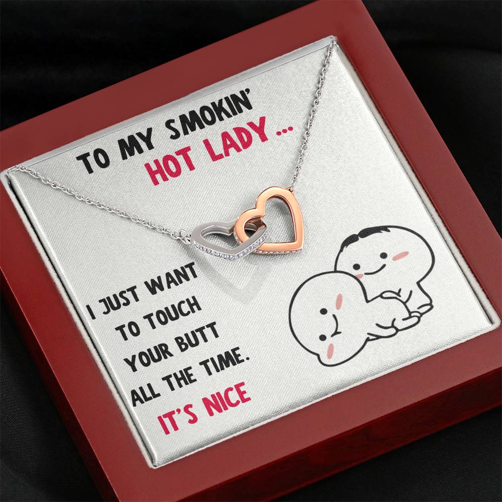 TO MY SMOKIN HOT LADY "BUTT - NICE" INTERLOCKING HEARTS NECKLACE GIFT SET - ON CLOUD NINE GIFTS