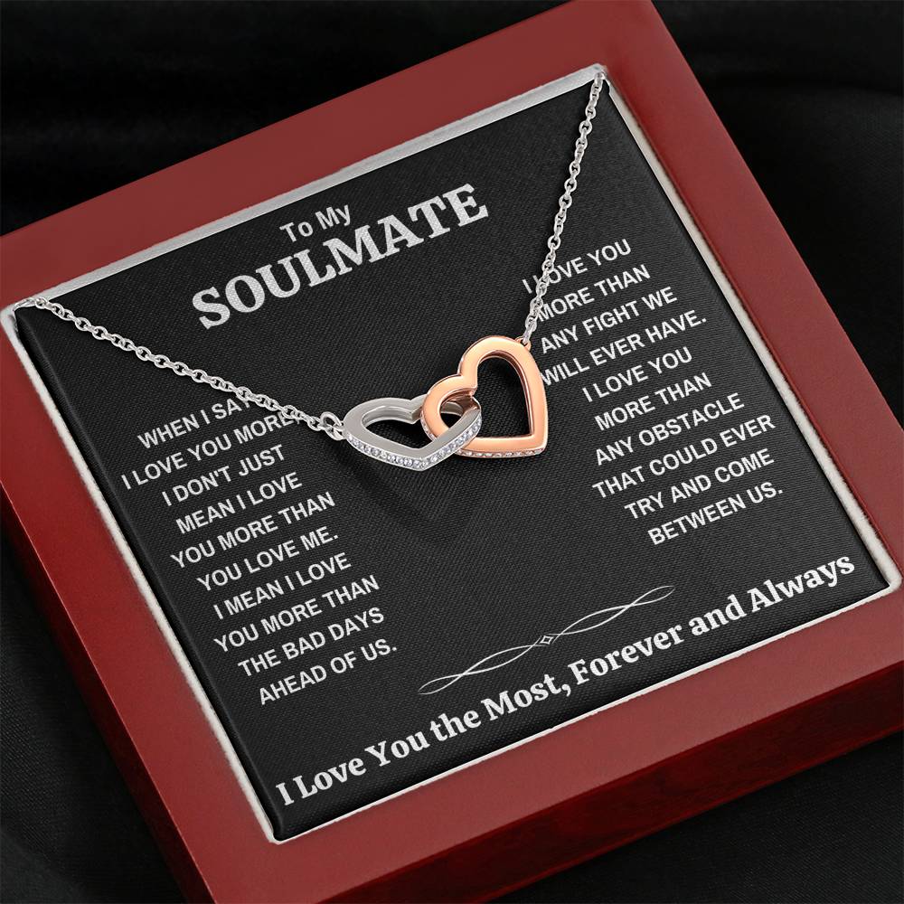 TO MY SOULMATE "THE MOST - DARK" INTERLOCKING HEARTS NECKLACE GIFT SET - ON CLOUD NINE GIFTS