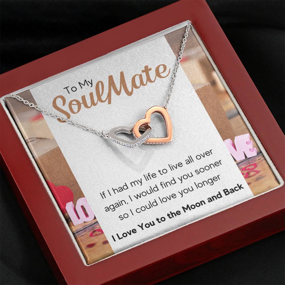 TO MY SOULMATE "LOVE YOU LONGER" INTERLOCKING NECKLACE GIFT SET - ON CLOUD NINE GIFTS