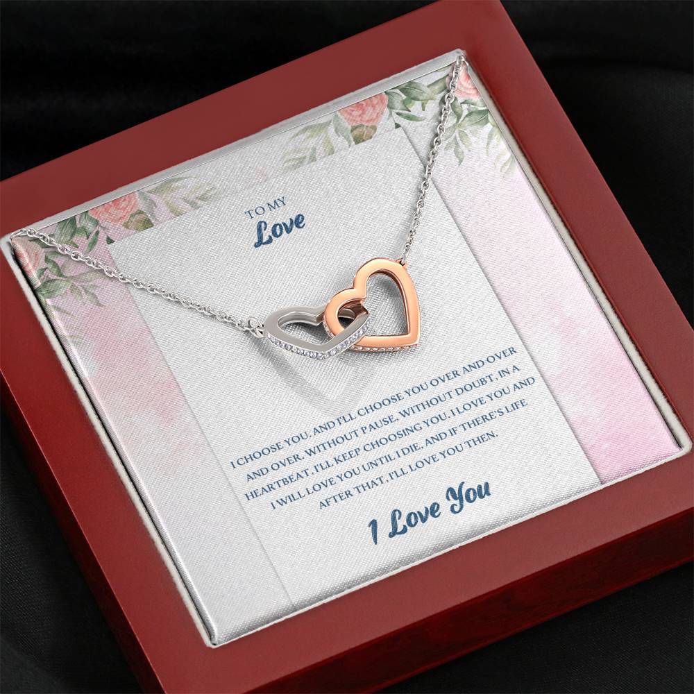 TO MY LOVE "CHOOSE-PB" INTERLOCKING HEARTS NECKLACE GIFT SET - ON CLOUD NINE GIFTS