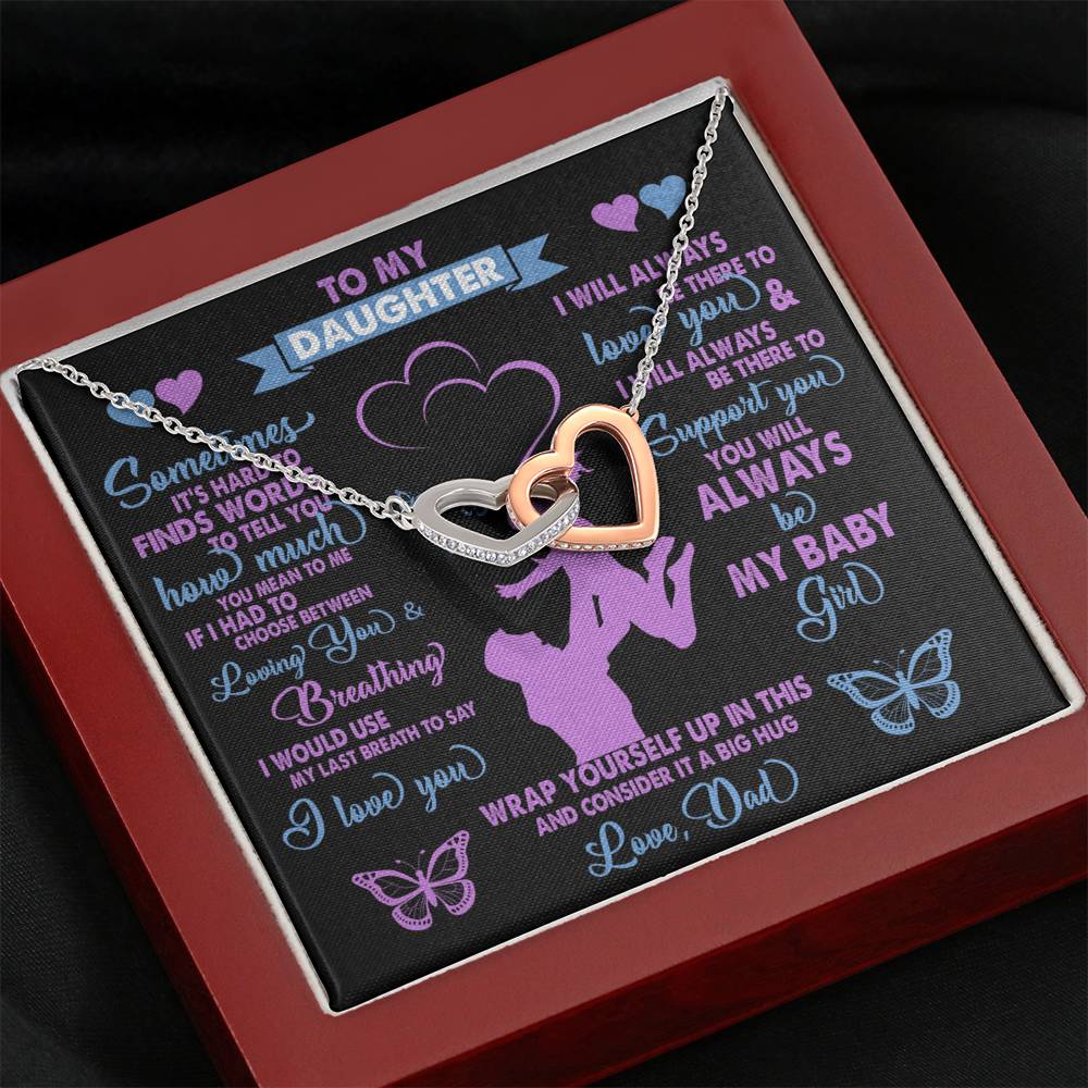 TO MY DAUGHTER FROM DAD "BREATHING" INTERLOCKING HEARTS NECKLACE GIFT SET - ON CLOUD NINE GIFTS