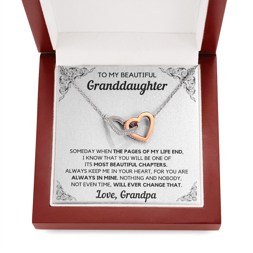 Graduation gift for granddaughter necklace from grandma and grandfather birthday gift Interlocking Necklace with Message Card and Gift Box - ON CLOUD NINE GIFTS