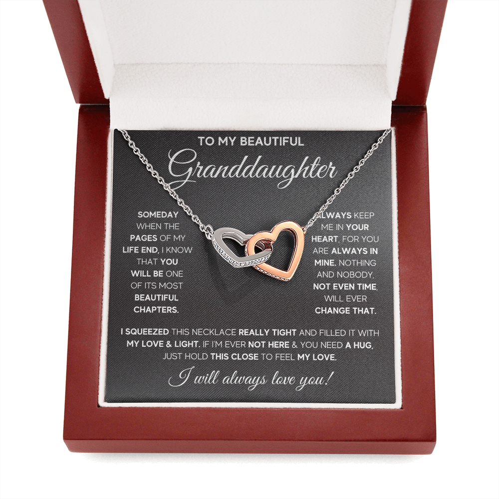 Granddaughter gifts from grandma jewelry from grandpa birthday gift for my granddaughter Interlocking Necklace with Message Card and Gift Box - ON CLOUD NINE GIFTS