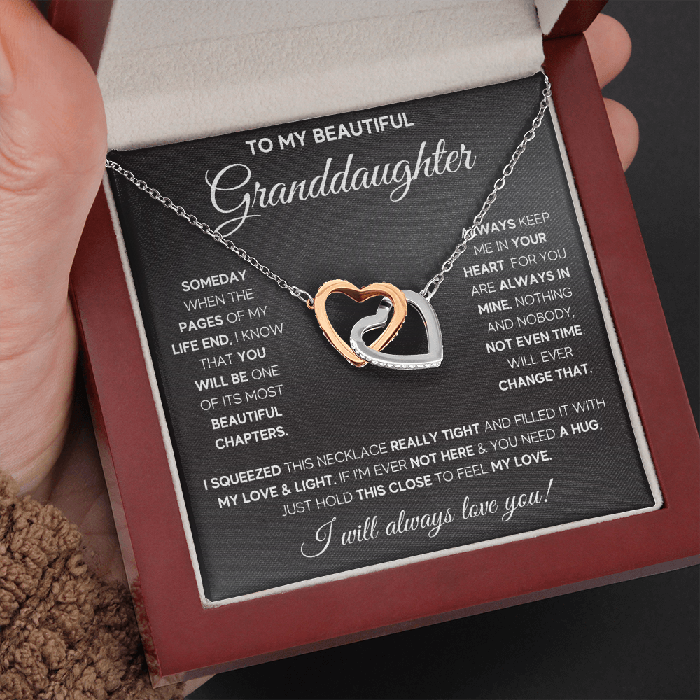 Granddaughter gifts from grandma jewelry from grandpa birthday gift for my granddaughter Interlocking Necklace with Message Card and Gift Box - ON CLOUD NINE GIFTS