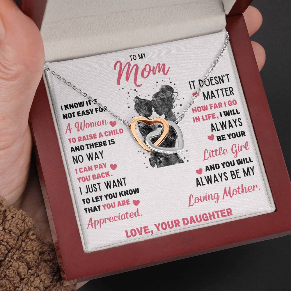 TO MY MOM LITTLE GIRL INTERLOCKING NECKLACE GIFT SET - ON CLOUD NINE GIFTS