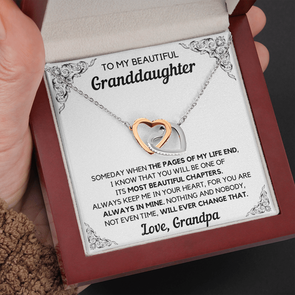 Graduation gift for granddaughter necklace from grandma and grandfather birthday gift Interlocking Necklace with Message Card and Gift Box - ON CLOUD NINE GIFTS
