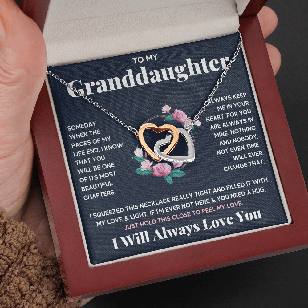 Gifts for adult granddaughter from grandmother and grandpa graduation birthday present Interlocking Necklace with Message Card and Gift Box - ON CLOUD NINE GIFTS