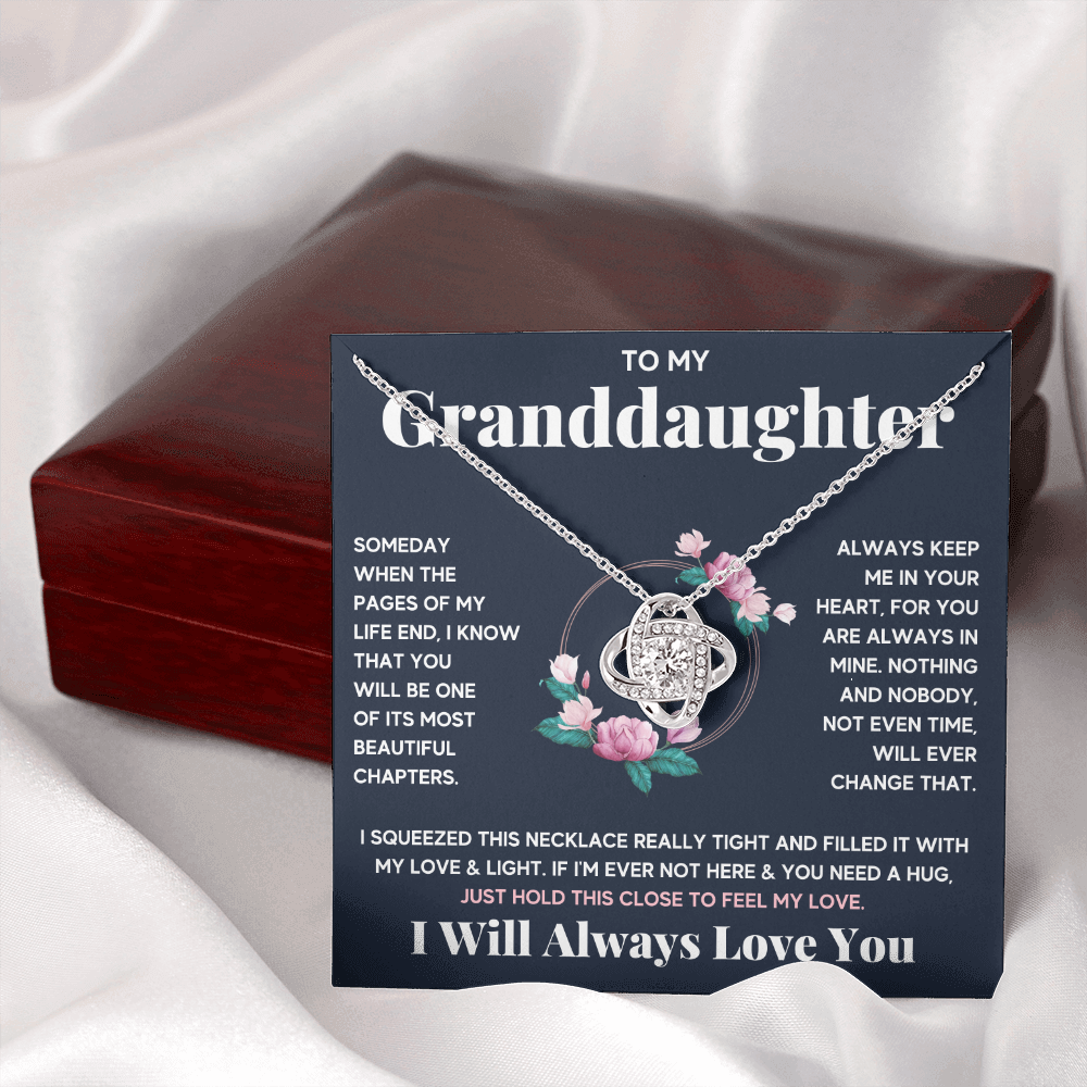 Granddaughter gifts from grandma jewelry from grandpa birthday gift for my granddaughter Love Knot Necklace with Message Card and Gift Box - ON CLOUD NINE GIFTS