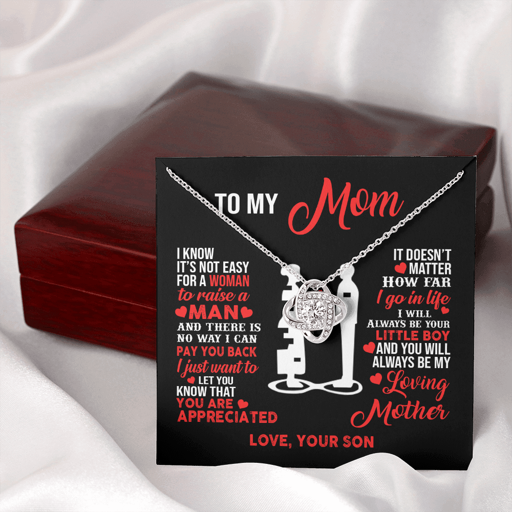 Mom necklace for women mothers day gift from son jewelry pendant gifts mother birthday Love Knot Necklace with Message Card and Gift Box - ON CLOUD NINE GIFTS