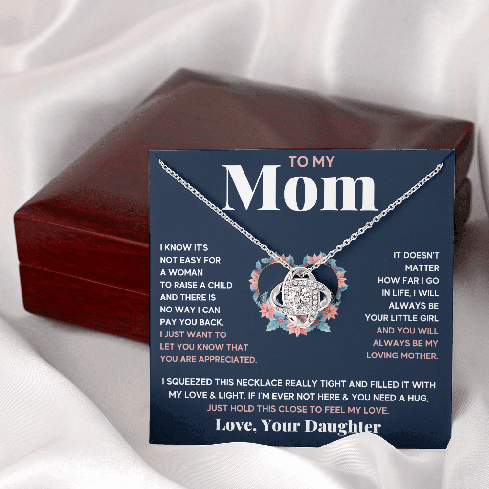 Mother daughter necklace jewelry birthday mothers day gifts from daughter to my mom Love Knot Necklace with Message Card and Gift Box - ON CLOUD NINE GIFTS