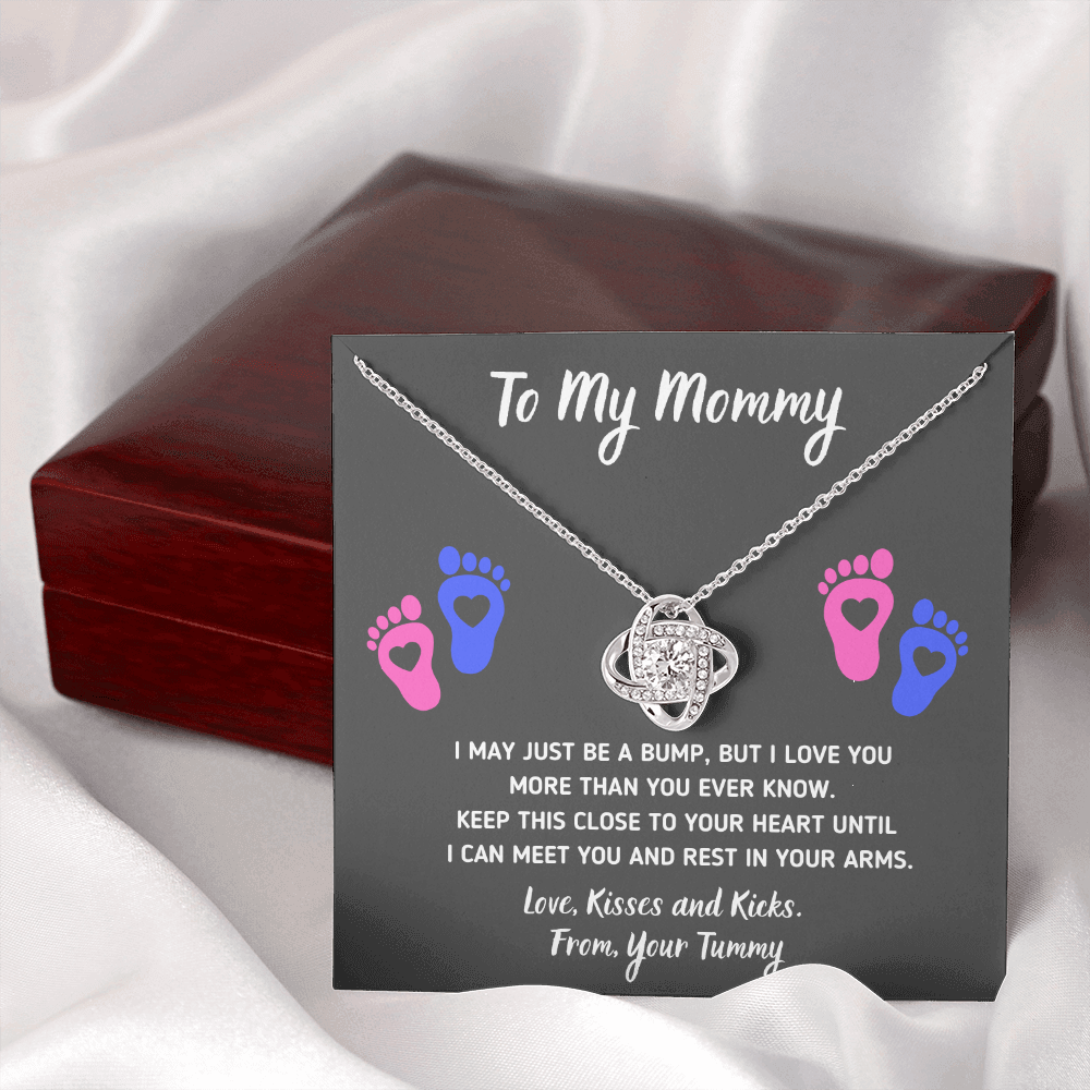 TO MY MOMMY BABY FEET LOVE KNOT NECKLACE GIFT SET - ON CLOUD NINE GIFTS