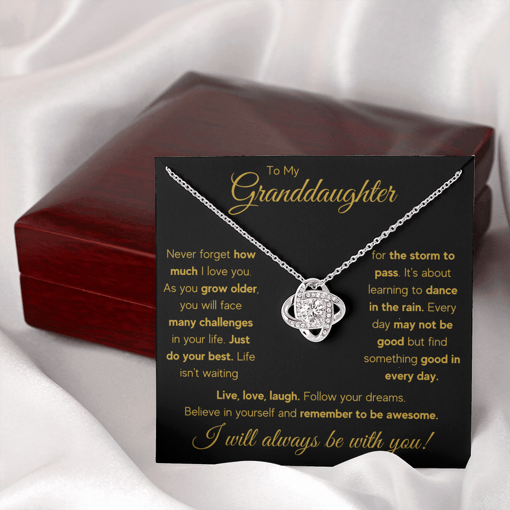 Granddaughter gifts from grandma jewelry from grandpa birthday gift for my granddaughter Love Knot Necklace with Message Card and Gift Box - ON CLOUD NINE GIFTS