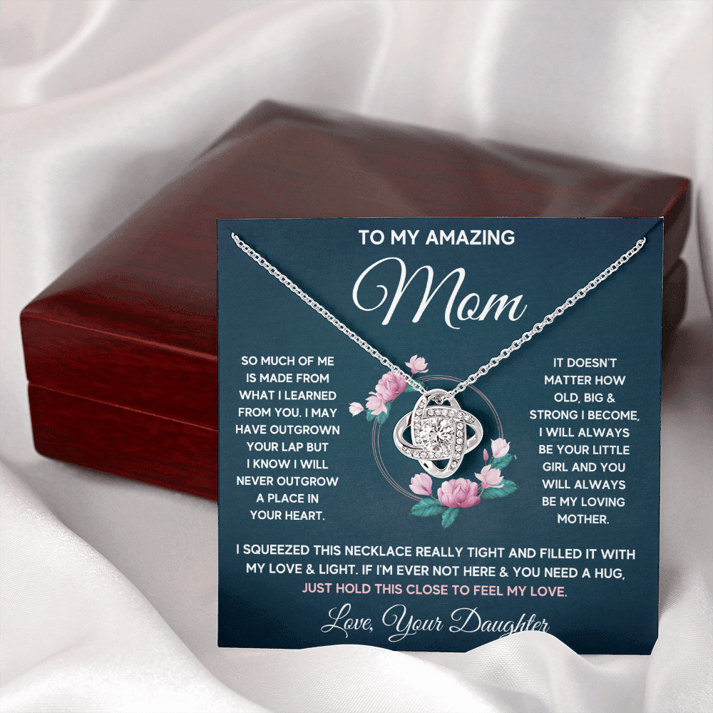 Mother daughter necklace jewelry birthday mothers day gifts from daughter to my mom Love Knot Necklace with Message Card and Gift Box - ON CLOUD NINE GIFTS