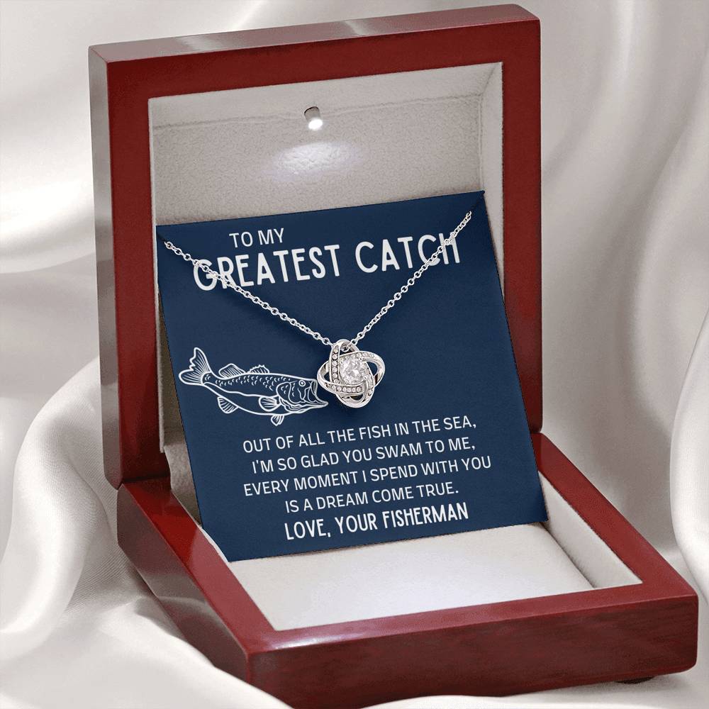 TO MY GREATEST CATCH "FISH IN THE SEA" LOVE KNOT NECKLACE GIFT SET - ON CLOUD NINE GIFTS