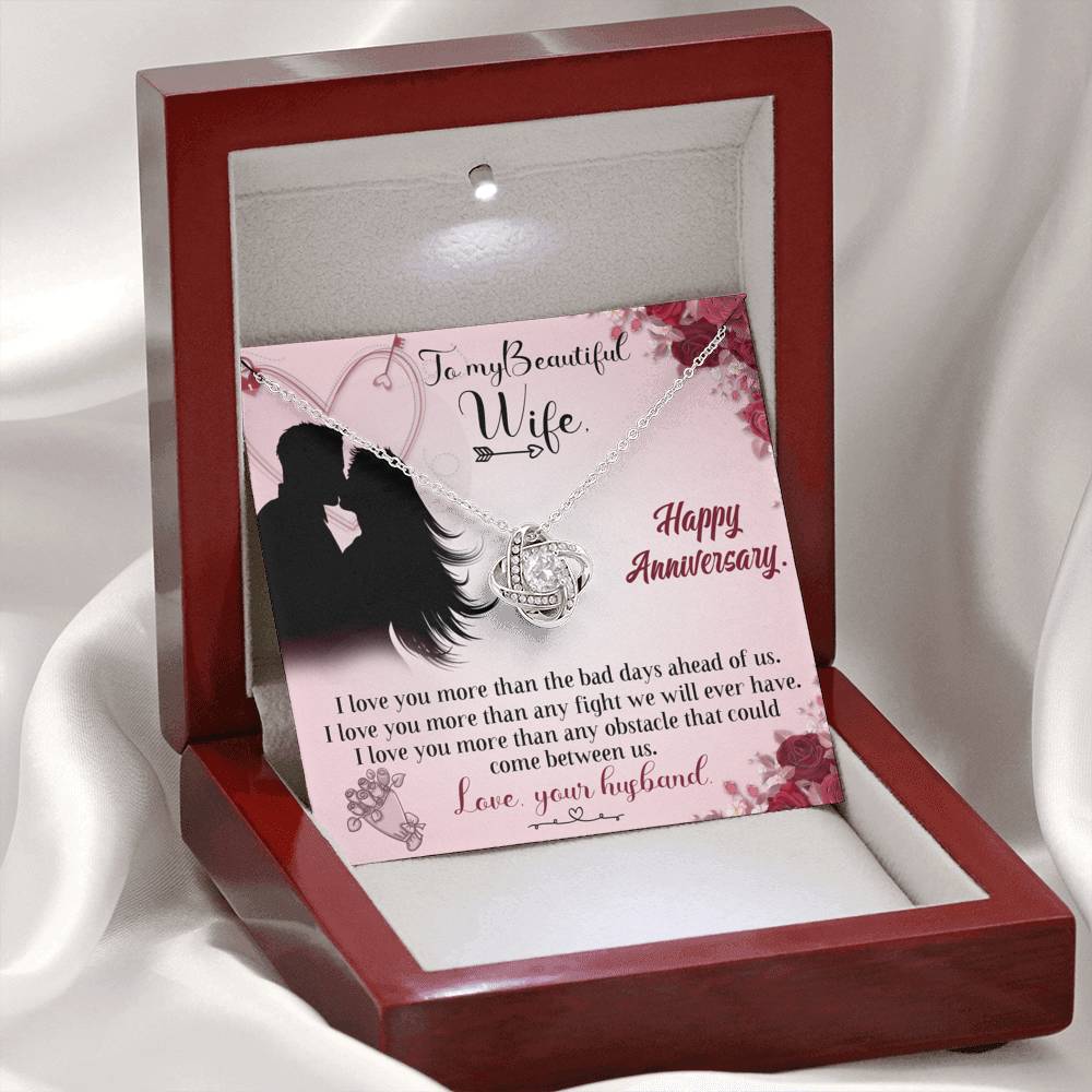 TO MY BEAUTIFUL WIFE "ANY FIGHT" LOVE KNOT NECKLACE ANNIVERSARY GIFT SET - ON CLOUD NINE GIFTS