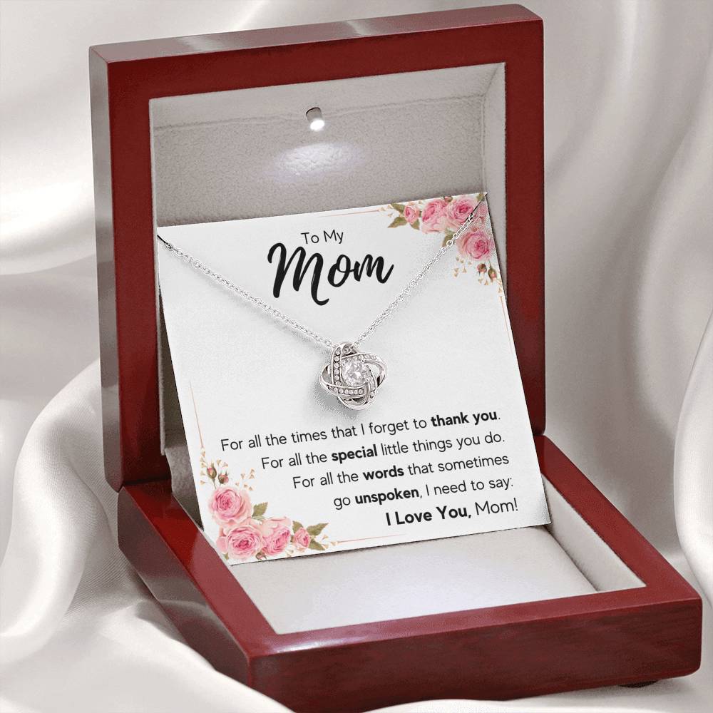 TO MY MOM UNSPOKEN LOVE KNOT NECKLACE GIFT SET - ON CLOUD NINE GIFTS