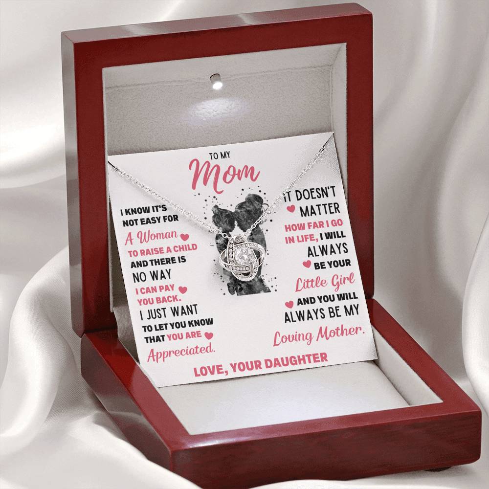 TO MY MOM LITTLE GIRL LOVE KNOT NECKLACE GIFT SET - ON CLOUD NINE GIFTS