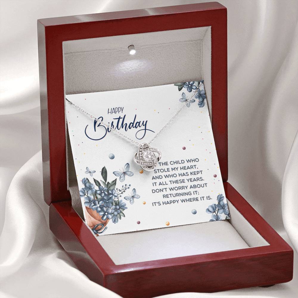 TO MY DAUGHTER "STOLE MY HEART" LOVE KNOT NECKLACE BIRTHDAY GIFT SET - ON CLOUD NINE GIFTS