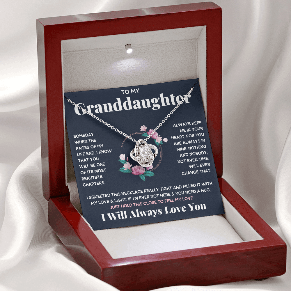 Granddaughter gifts from grandma jewelry from grandpa birthday gift for my granddaughter Love Knot Necklace with Message Card and Gift Box - ON CLOUD NINE GIFTS
