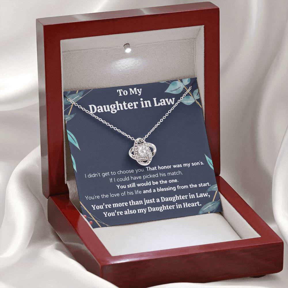 TO MY DAUGHTER IN LAW HONOR FRAME LOVE KNOT NECKLACE GIFT SET - ON CLOUD NINE GIFTS