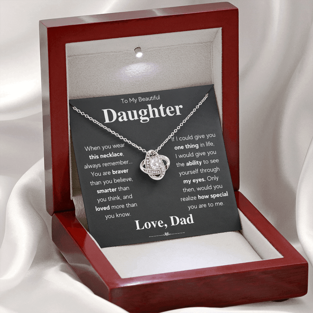 TO MY DAUGHTER EYES LOVE KNOT NECKLACE GIFT SET - ON CLOUD NINE GIFTS