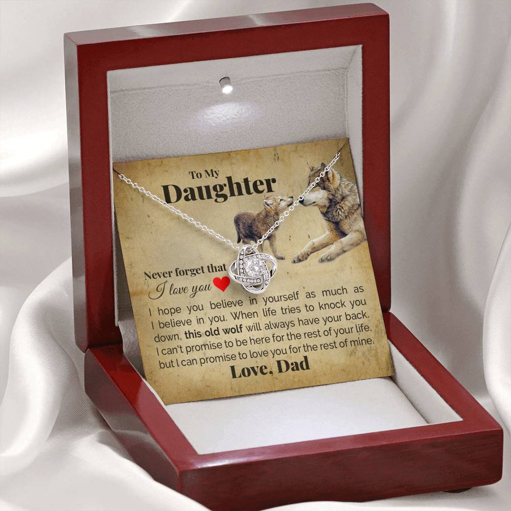 TO MY DAUGHTER "THIS OLD WOLF" LOVE KNOT NECKLACE GIFT SET - ON CLOUD NINE GIFTS