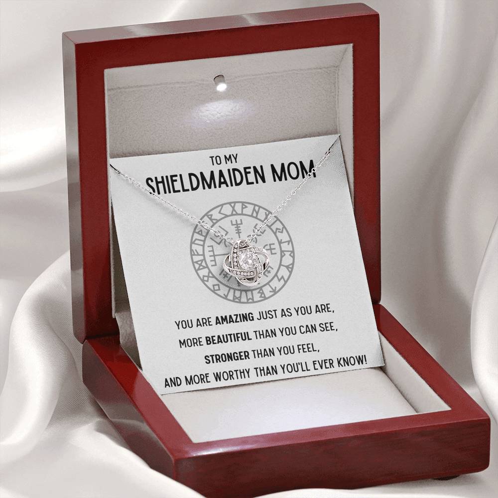 TO MY SHIELDMAIDEN MOM "WORTHY" LOVE KNOT NECKLACE GIFT SET - ON CLOUD NINE GIFTS