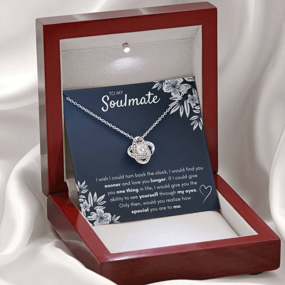 TO MY SOULMATE "FIND YOU SOONER" LOVE KNOT NECKLACE GIFT SET - ON CLOUD NINE GIFTS