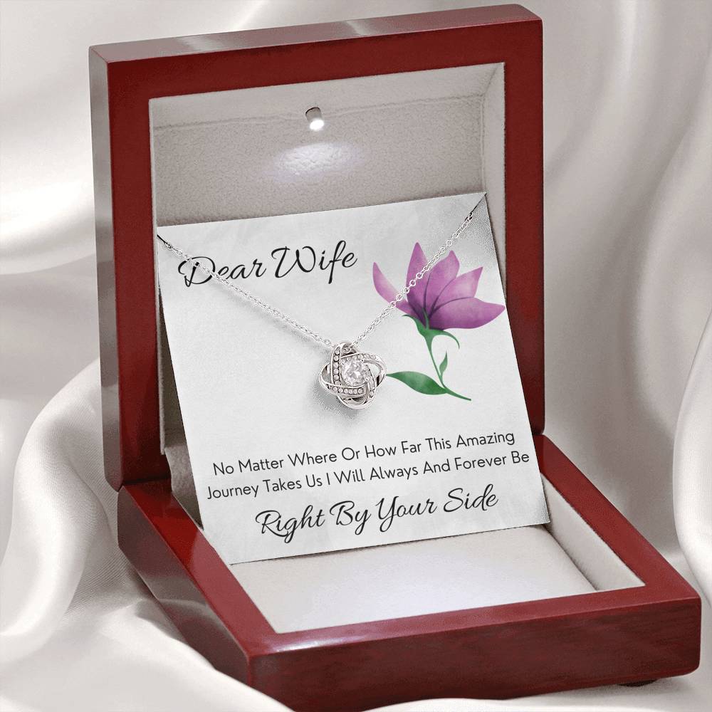DEAR WIFE "BY YOUR SIDE" LOVE KNOT NECKLACE GIFT SET - ON CLOUD NINE GIFTS