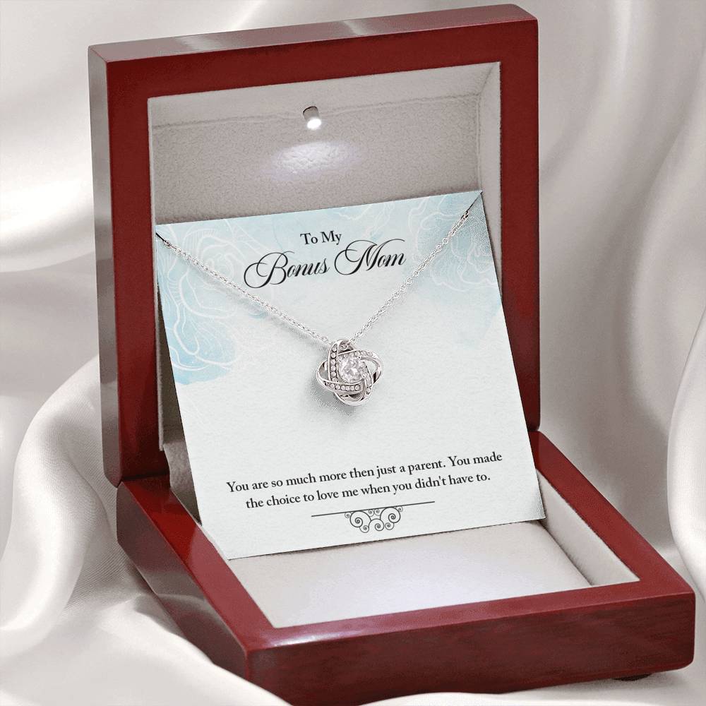 TO MY BONUS MOM "CHOICE-SO" LOVE KNOT NECKLACE GIFT SET - ON CLOUD NINE GIFTS