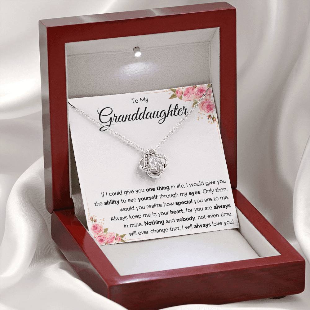 TO MY GRANDDAUGHTER EYES LOVE KNOT NECKLACE GIFT SET - ON CLOUD NINE GIFTS