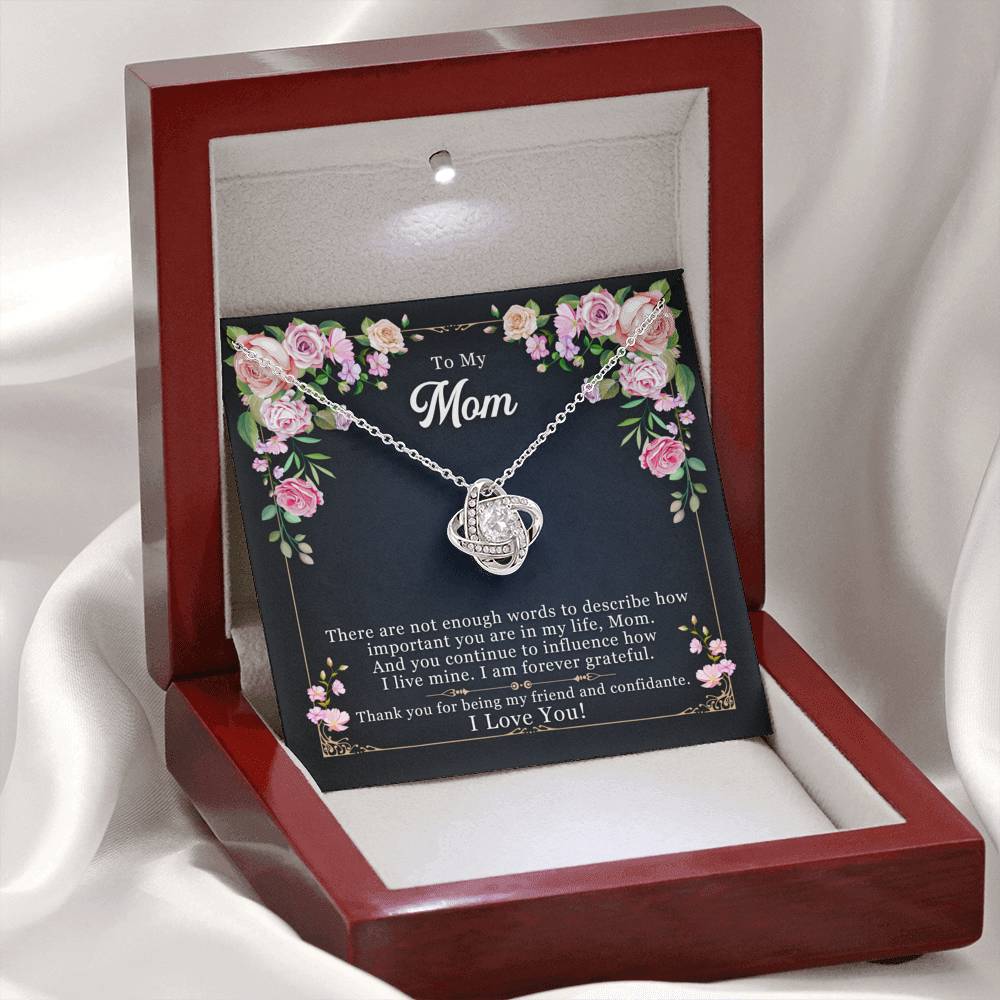 TO MY MOM "ENOUGH WORDS-SO" LOVE KNOT NECKLACE GIFT SET - ON CLOUD NINE GIFTS