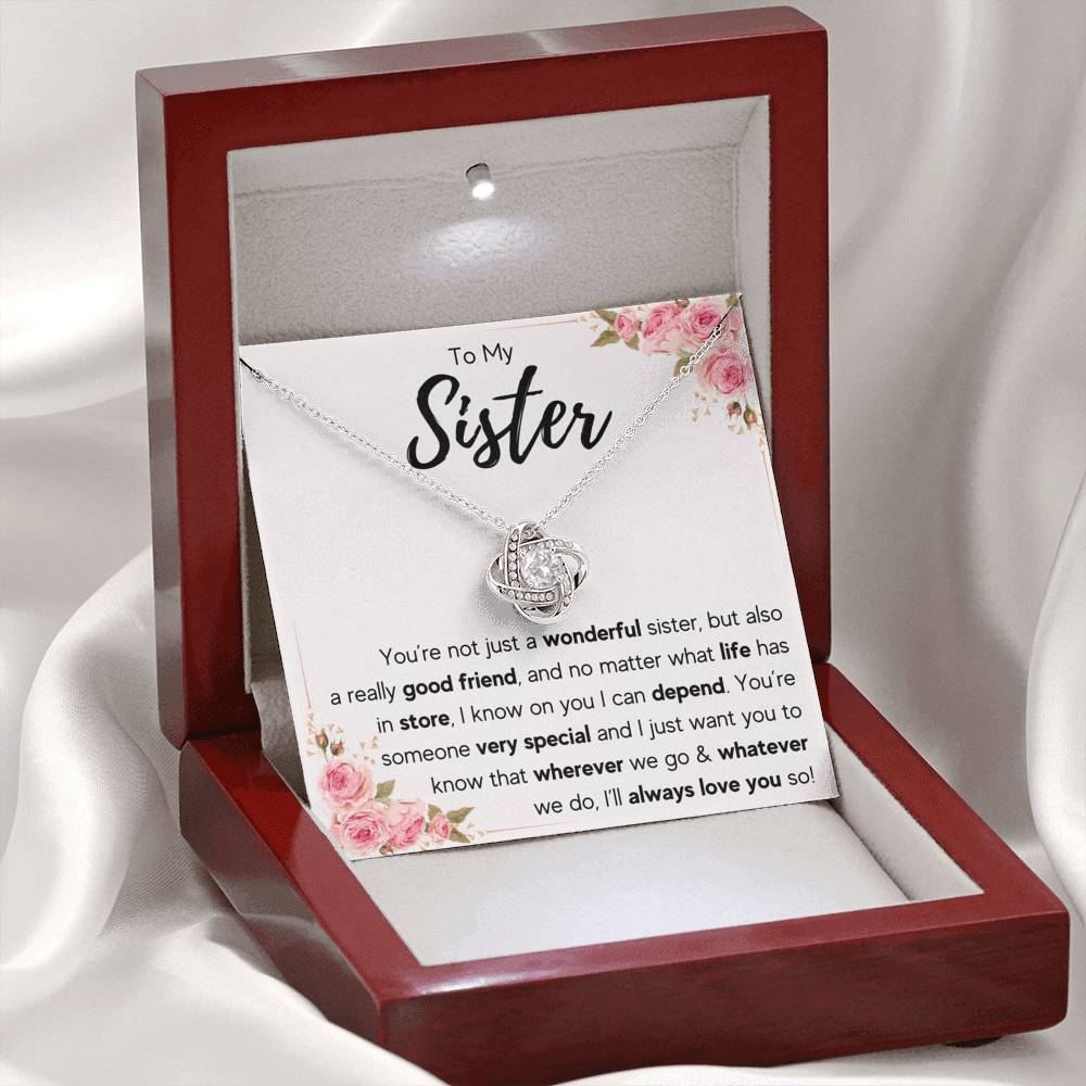 TO MY SISTER LOVE YOU SO LOVE KNOT NECKLACE GIFT SET - ON CLOUD NINE GIFTS