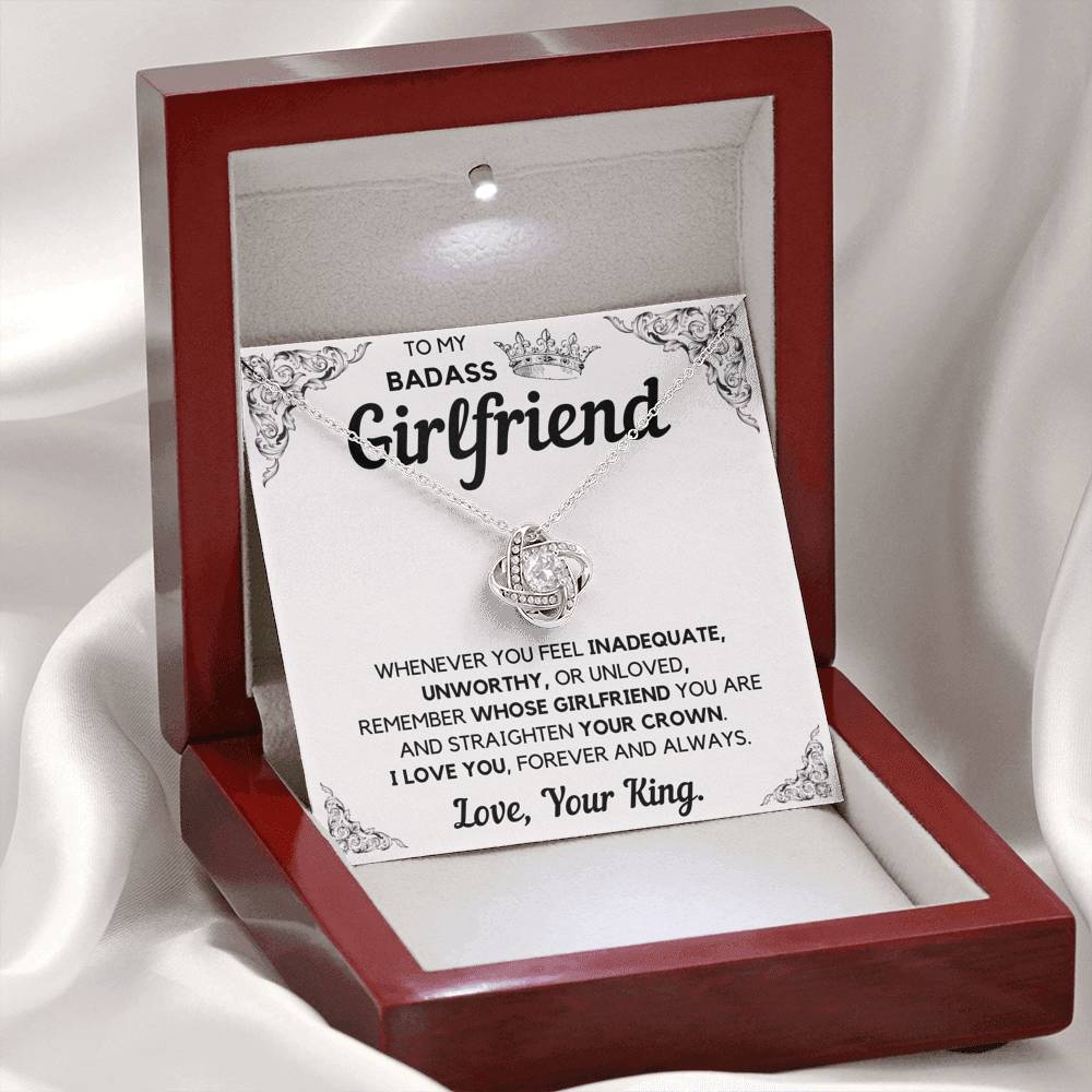 TO MY BADASS GIRLFRIEND CROWN LOVE KNOT NECKLACE GIFT SET - ON CLOUD NINE GIFTS