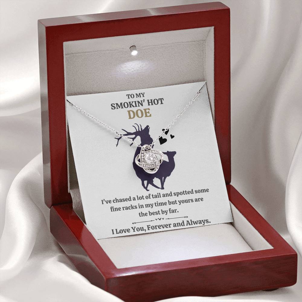 TO MY SMOKIN HOT DOE "TAIL - GOLDEN" LOVE KNOT NECKLACE GIFT SET - ON CLOUD NINE GIFTS