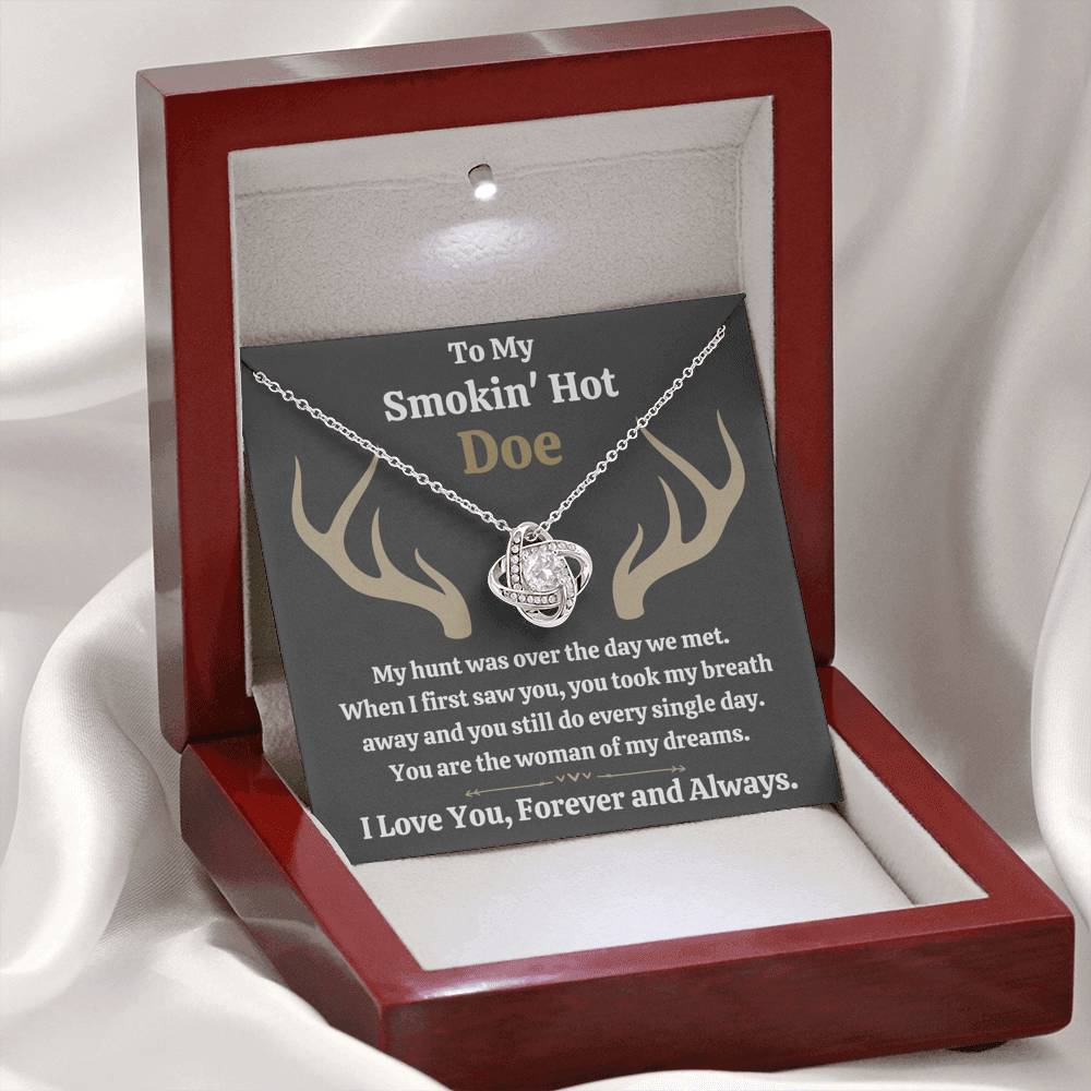 TO MY SMOKIN HOT DOE "DREAMS - DARK" LOVE KNOT NECKLACE GIFT SET - ON CLOUD NINE GIFTS