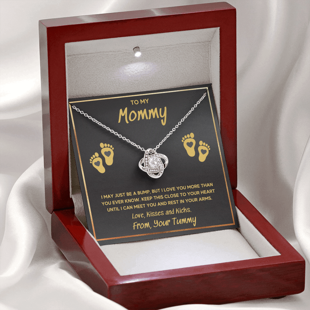 BABY FEET GOLD LOVE KNOT NECKLACE GIFT SET - ON CLOUD NINE GIFTS
