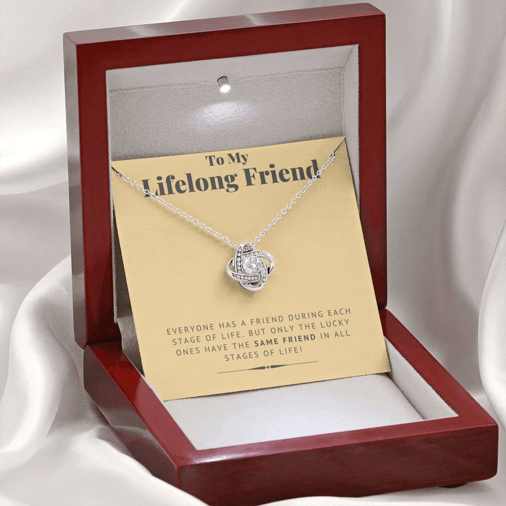 TO MY LIFELONG FRIEND "SAME FRIEND" LOVE KNOT NECKLACE GIFT SET - ON CLOUD NINE GIFTS