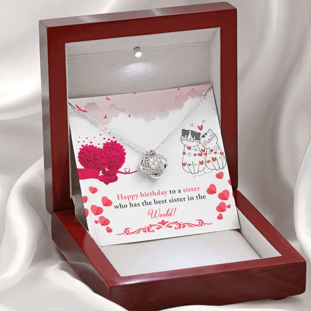 TO MY SISTER "BEST IN THE WORLD" LOVE KNOT NECKLACE BIRTHDAY GIFT SET - ON CLOUD NINE GIFTS