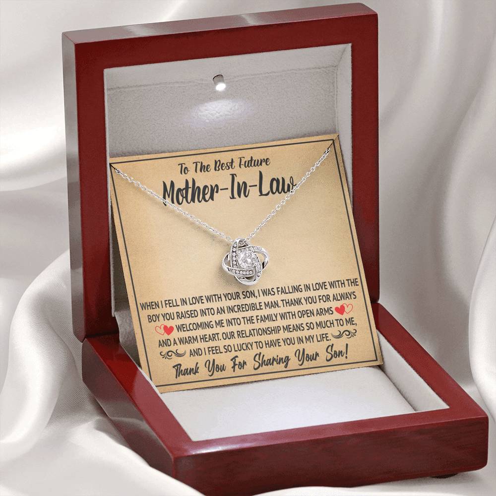TO MY FUTURE MOTHER IN LAW SHARING LOVE KNOT NECKLACE GIFT SET - ON CLOUD NINE GIFTS