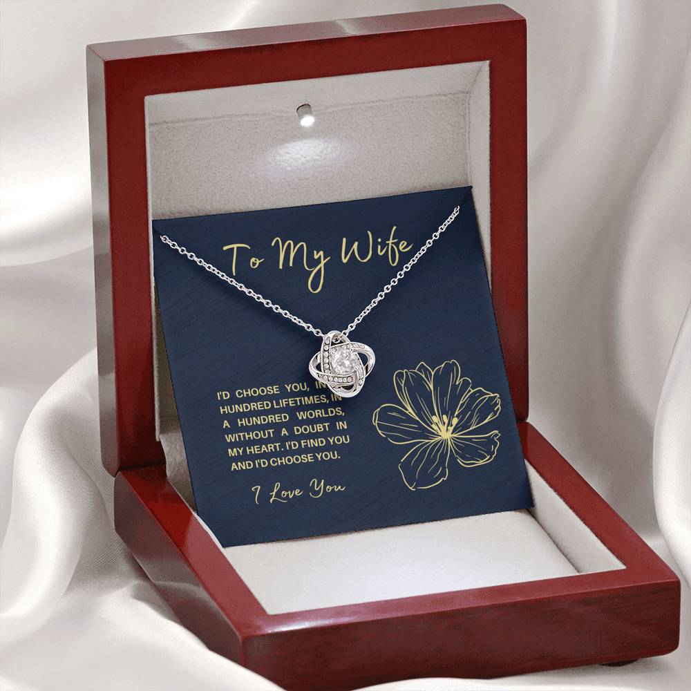 TO MY WIFE "HUNDRED LIFETIMES" LOVE KNOT NECKLACE GIFT SET - ON CLOUD NINE GIFTS