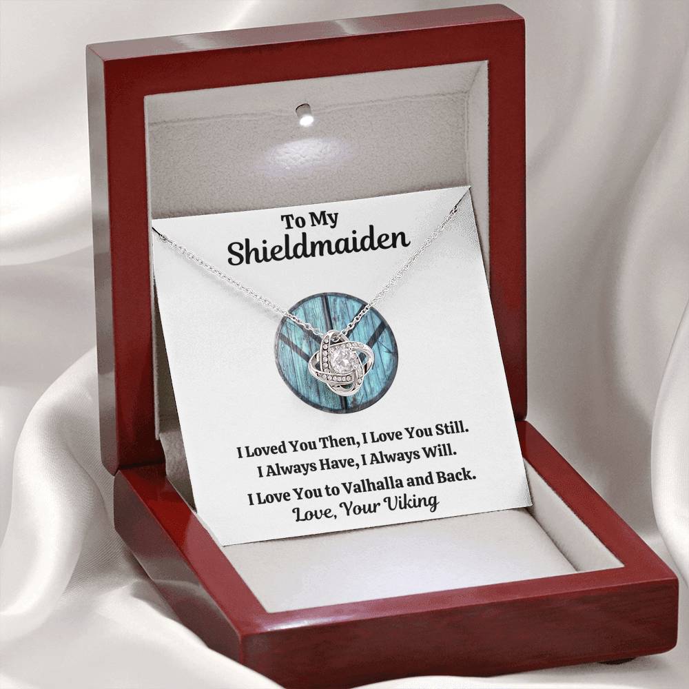 TO MY SHIELDMAIDEN "ALWAYS WILL - BLUE" LOVE KNOT NECKLACE GIFT SET - ON CLOUD NINE GIFTS
