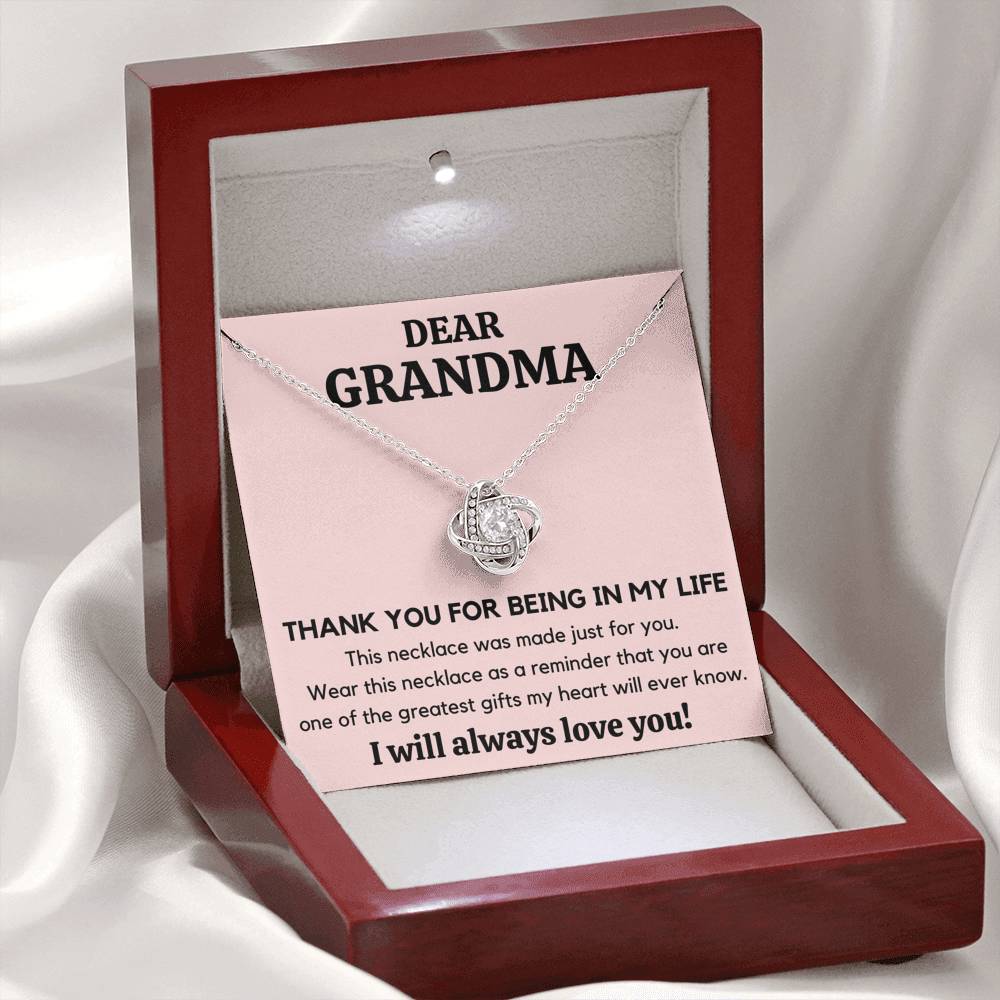 DEAR GRANDMA MY LIFE LOVE KNOT NECKLACE GIFT SET - ON CLOUD NINE GIFTS