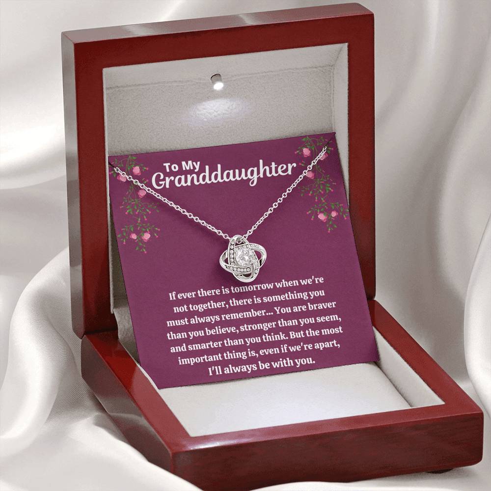 TO MY GRANDDAUGHTER "STRONGER THAN YOU SEEM - PURPLE" LOVE KNOT NECKLACE GIFT SET - ON CLOUD NINE GIFTS