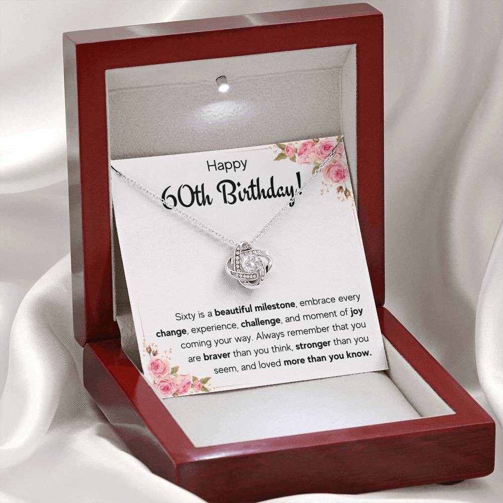 HAPPY 60TH BIRTHDAY JOY LOVE KNOT NECKLACE GIFT SET - ON CLOUD NINE GIFTS