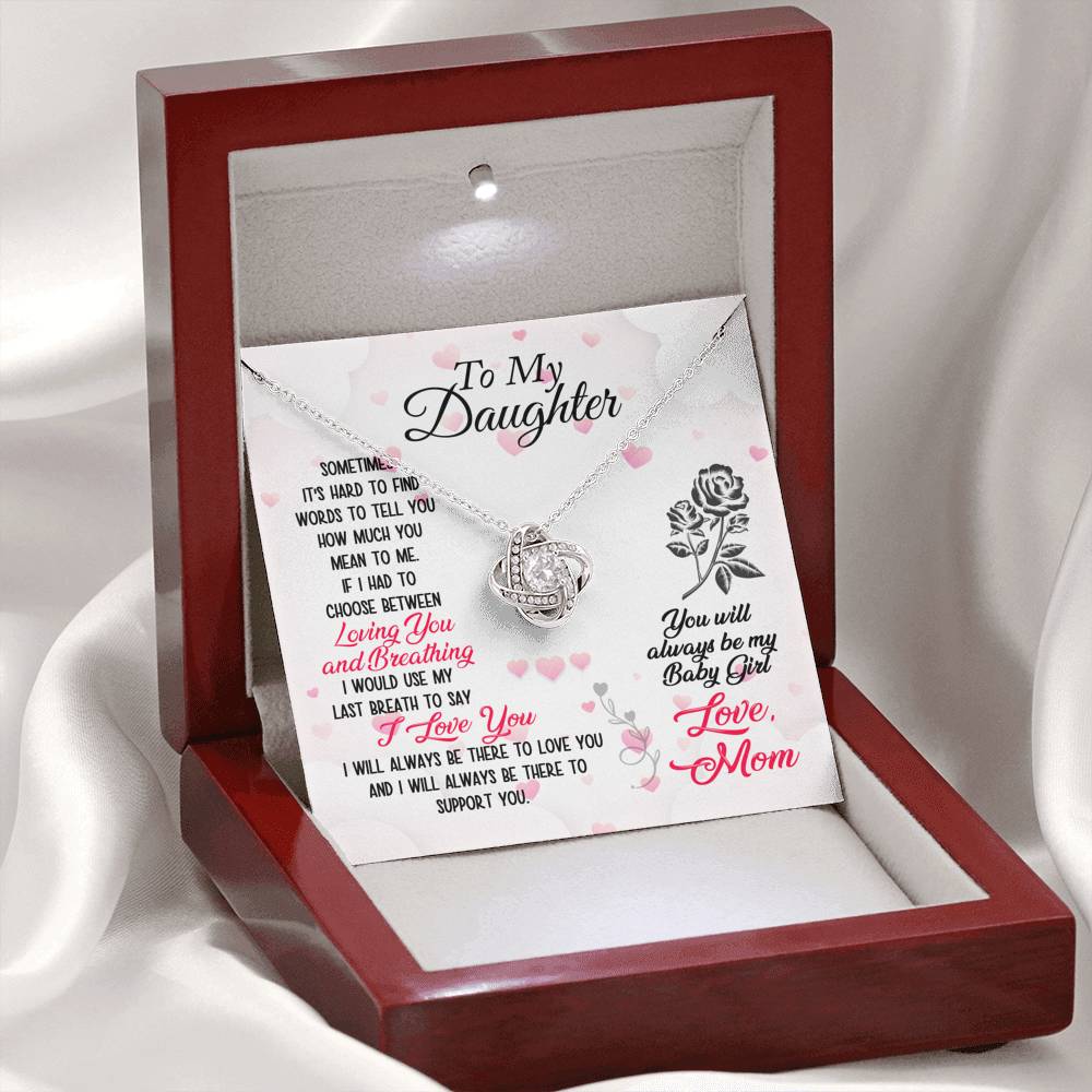 TO MY DAUGHTER "BREATHING" LOVE KNOT NECKLACE GIFT SET - ON CLOUD NINE GIFTS