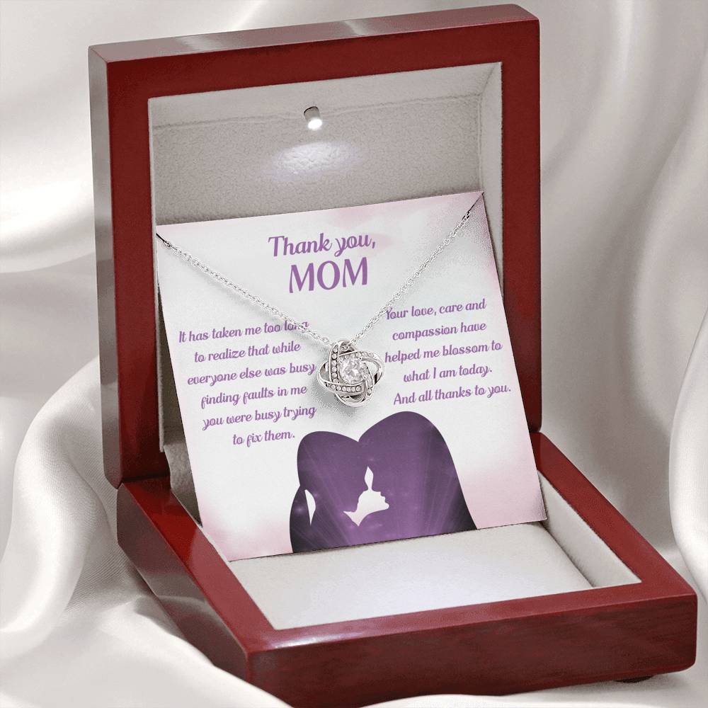THANK YOU MOM "BLOSSOM PB" LOVE KNOT NECKLACE GIFT SET - ON CLOUD NINE GIFTS