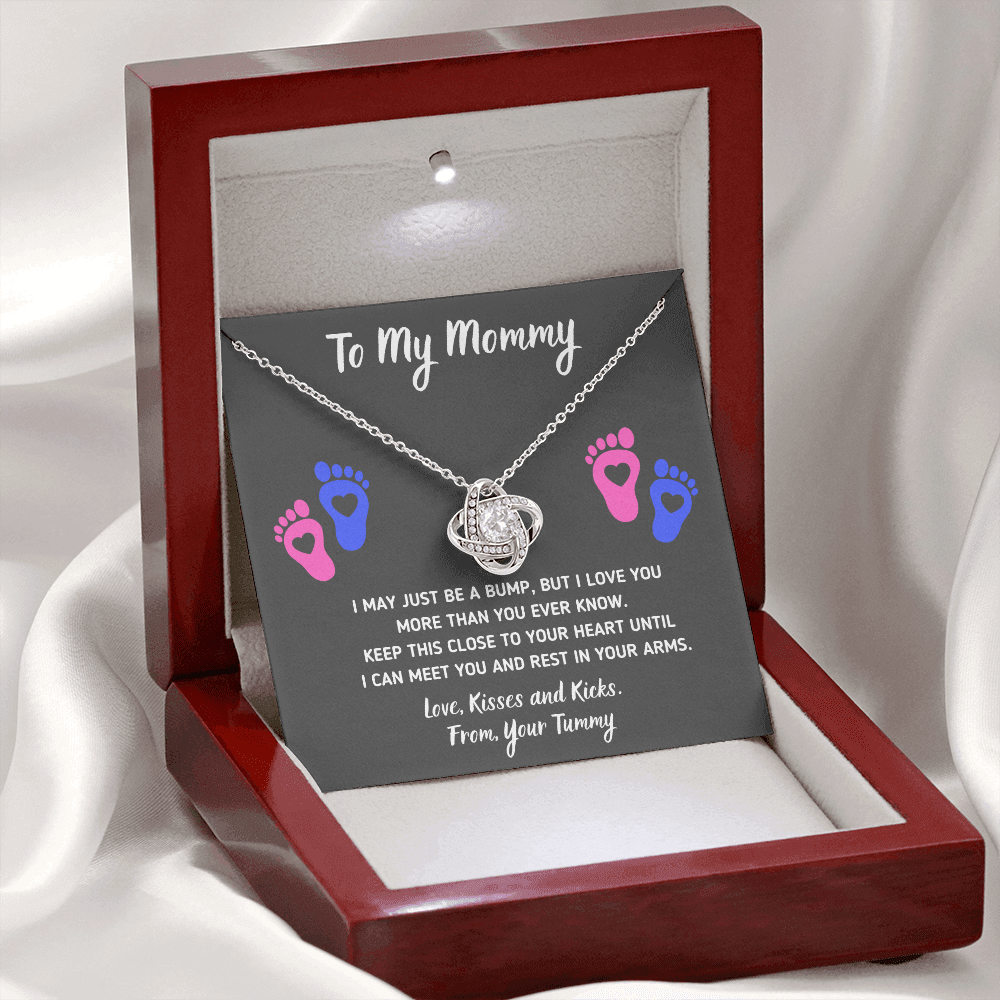 TO MY MOMMY BABY FEET LOVE KNOT NECKLACE GIFT SET - ON CLOUD NINE GIFTS